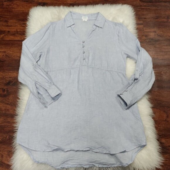 Sigrid Olsen Light Blue Lagenlook Oversized Linen Preppy Tunic Blouse S - Picture 2 of 13